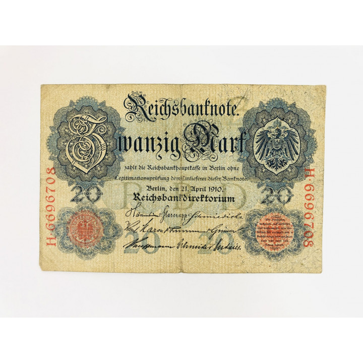 Банкнота. Германия. Reichsbanknote. 20 марок. 1910 год