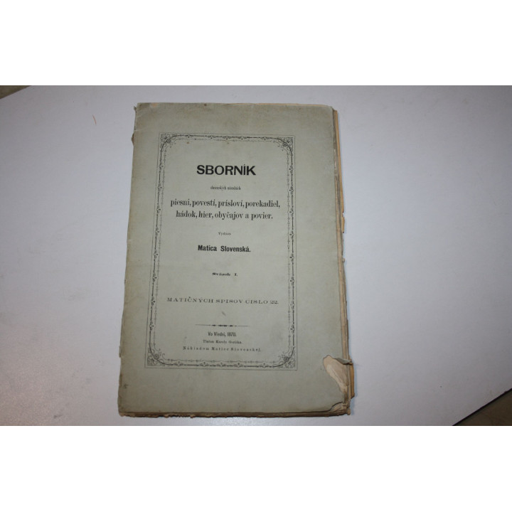 Sbornik Slovenskych Narodnich Piesni, Povesti, Prislovi (Сборник словацких национальных песен) 1870