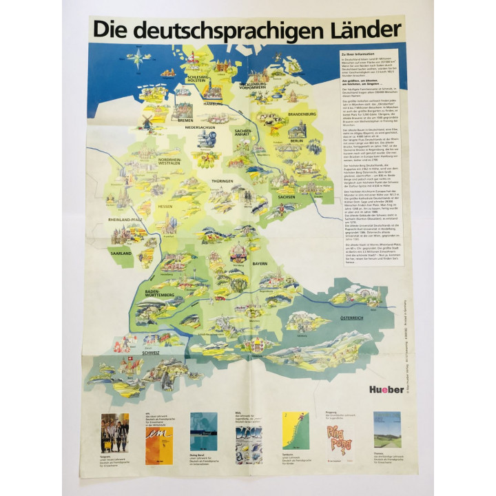 Die Deutschsprachigen Lander (Немецкоязычные страны). Карта-плакат достопримечательностей