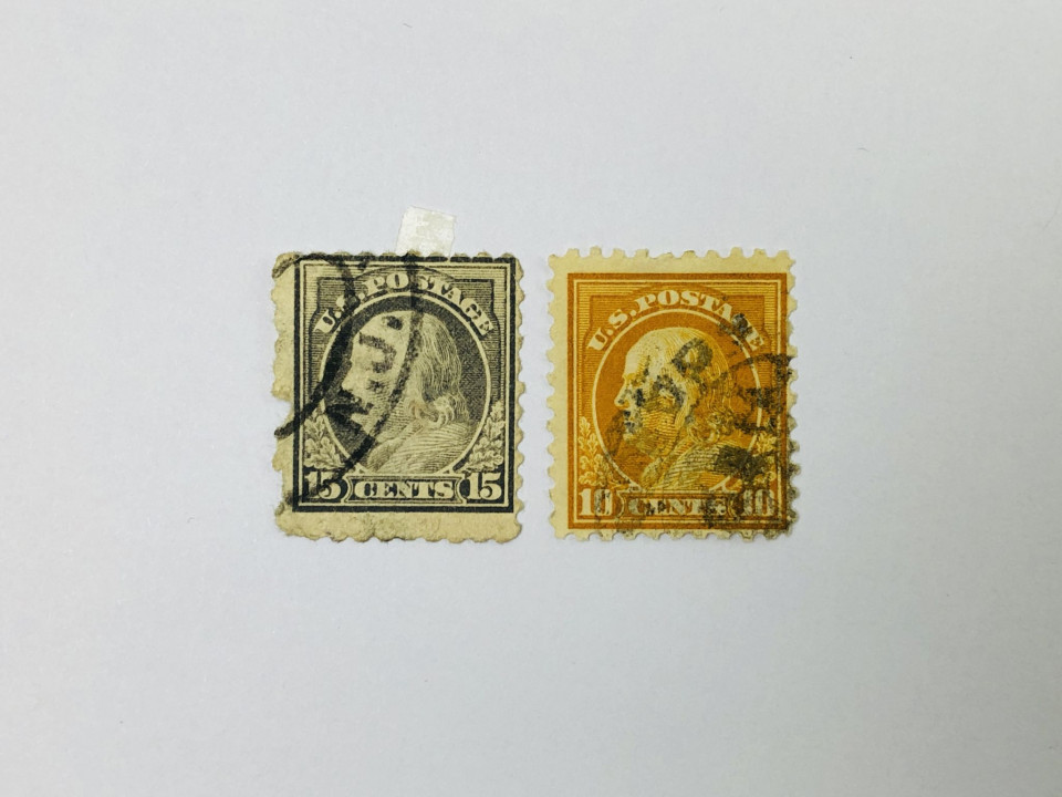 Стандарт. Бенджамин Франклин. Зуб. 10. Неполная серия. США. 1916. Sc: US 472,475. Гаш